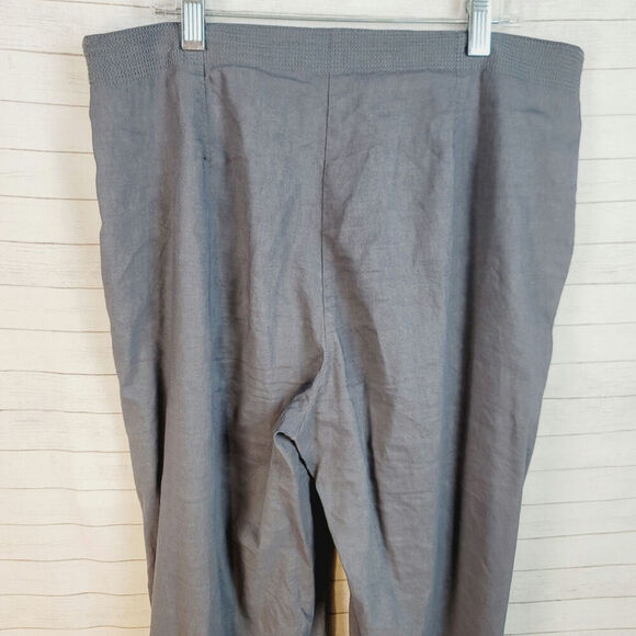 EILEEN FISHER LINEN BLEND GRAY STITCH DETAIL TROUSERS, SZ SMALL - Picture 10 of 16
